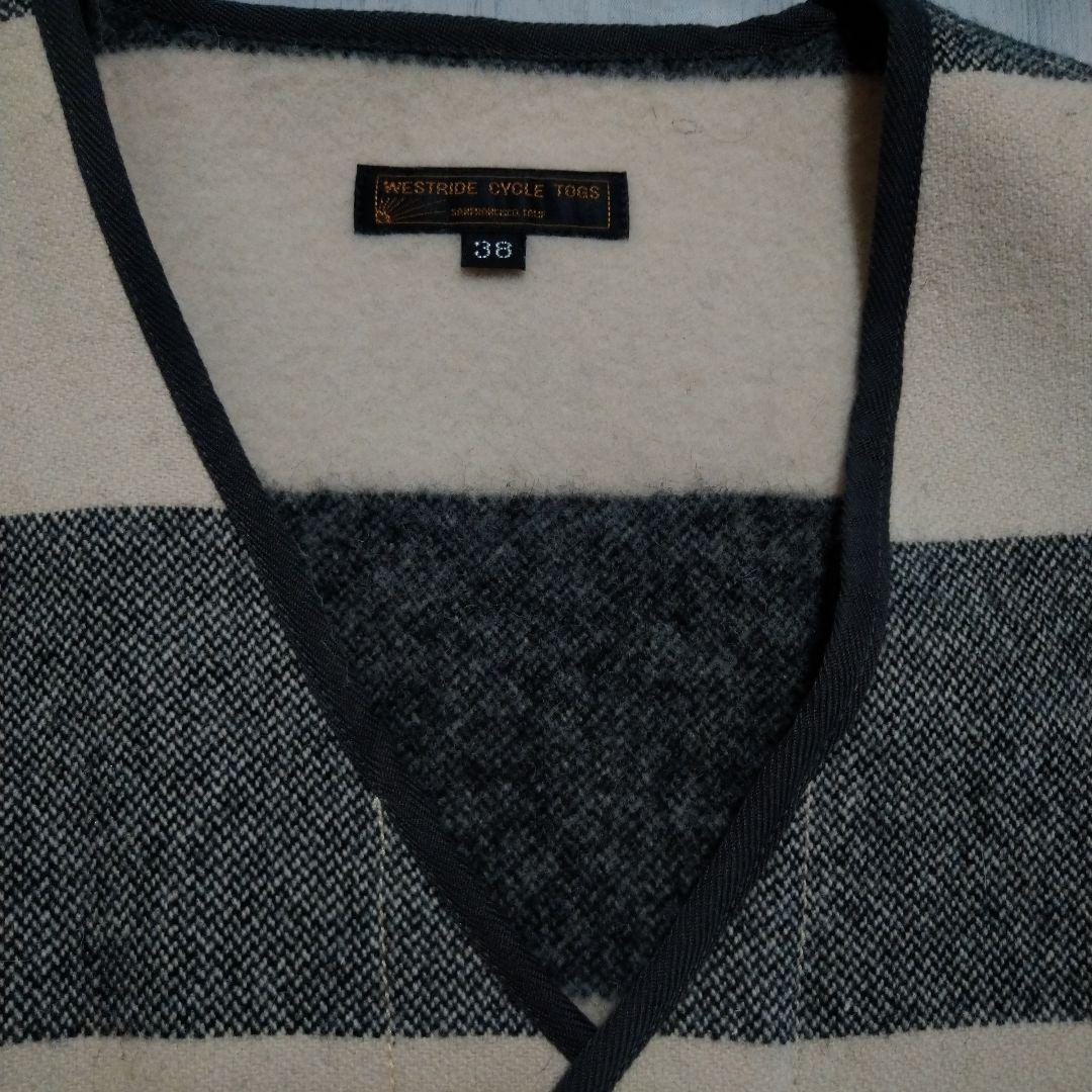 （美品）ウエストライド　アイボリー✖グレーストライプベスト 38