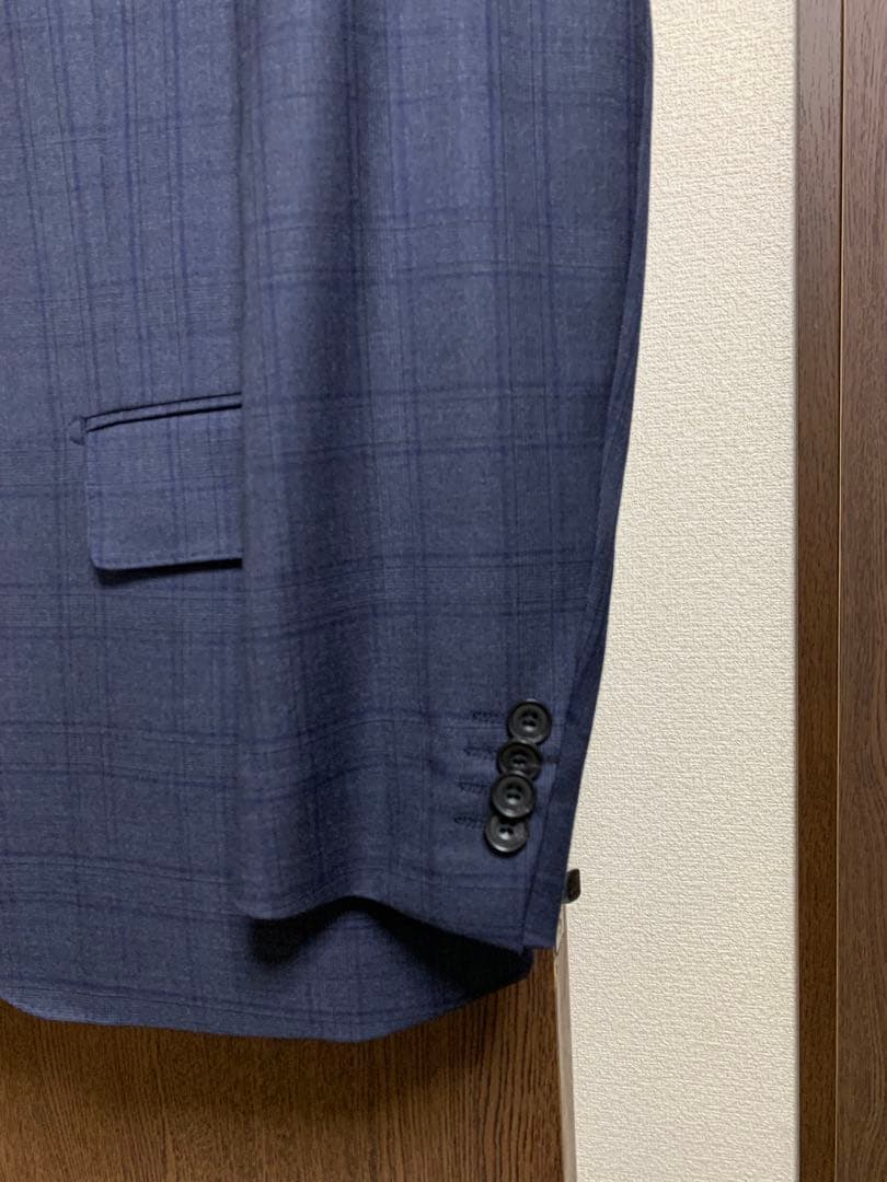 Y5新品未使用！高級イタリアREDA極上ネイビーチェック柄3ピーススーツ！