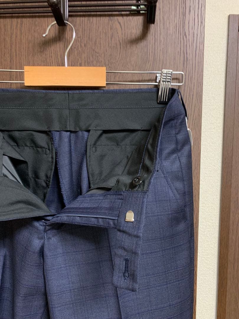 Y5新品未使用！高級イタリアREDA極上ネイビーチェック柄3ピーススーツ！