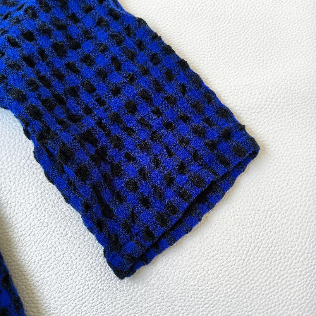 美品✨《イチアンティークス》ギンガムチェックワンピースゆったりウール混ドレス