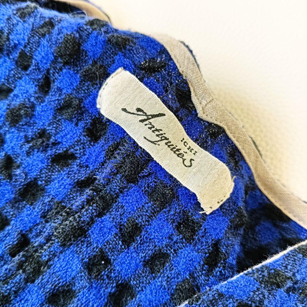 美品✨《イチアンティークス》ギンガムチェックワンピースゆったりウール混ドレス