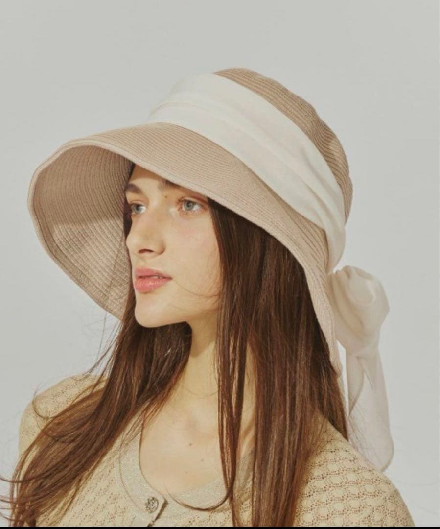 Chapeau d'O リボン付き麦わら帽子 59cm
