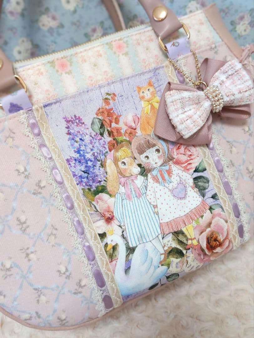 u*1様 ジョリーフルール　コラコラ　ピンク系　ぽってりトート　うさぎ　ねこ