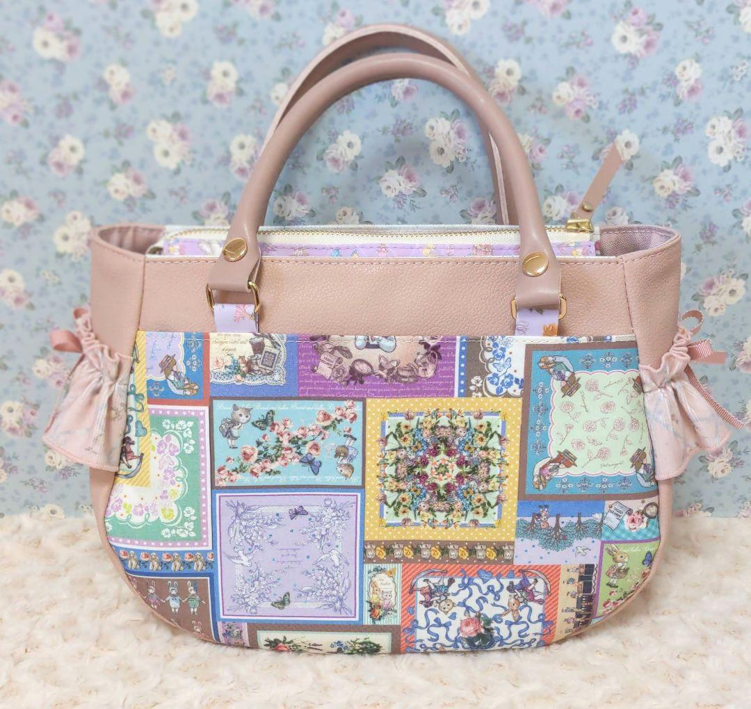 u*1様 ジョリーフルール　コラコラ　ピンク系　ぽってりトート　うさぎ　ねこ