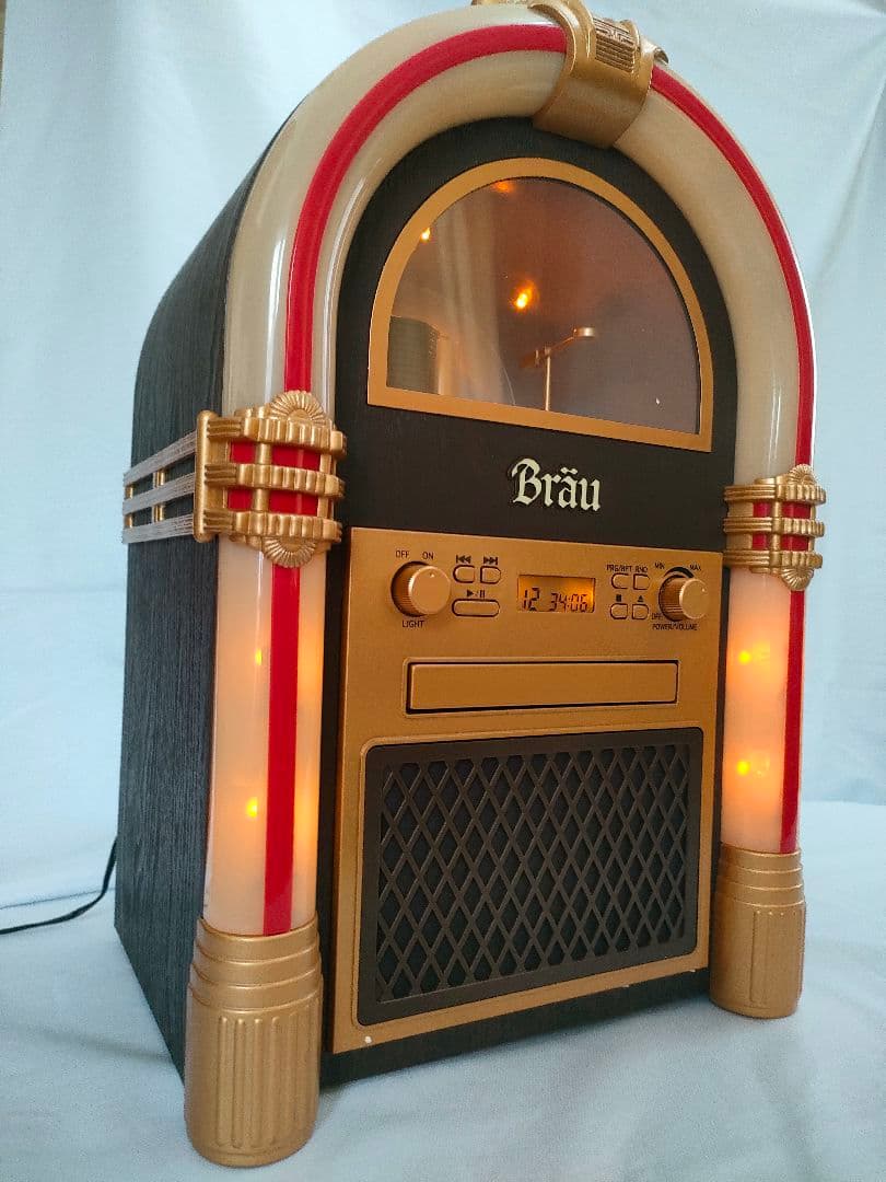 レトロ調 ジュークボックス型 CDプレーヤー ／箱・取説あり／動作確認済