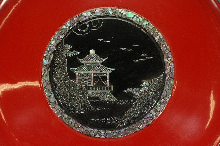 螺鈿細工 皿 飾り皿 盆 大判(メ1548)