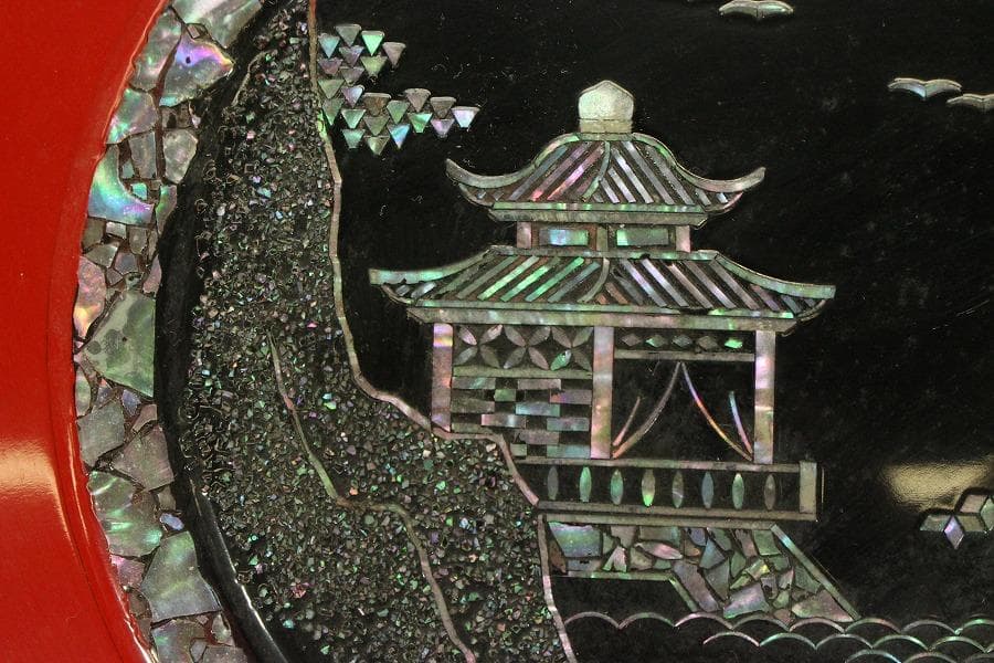 螺鈿細工 皿 飾り皿 盆 大判(メ1548)