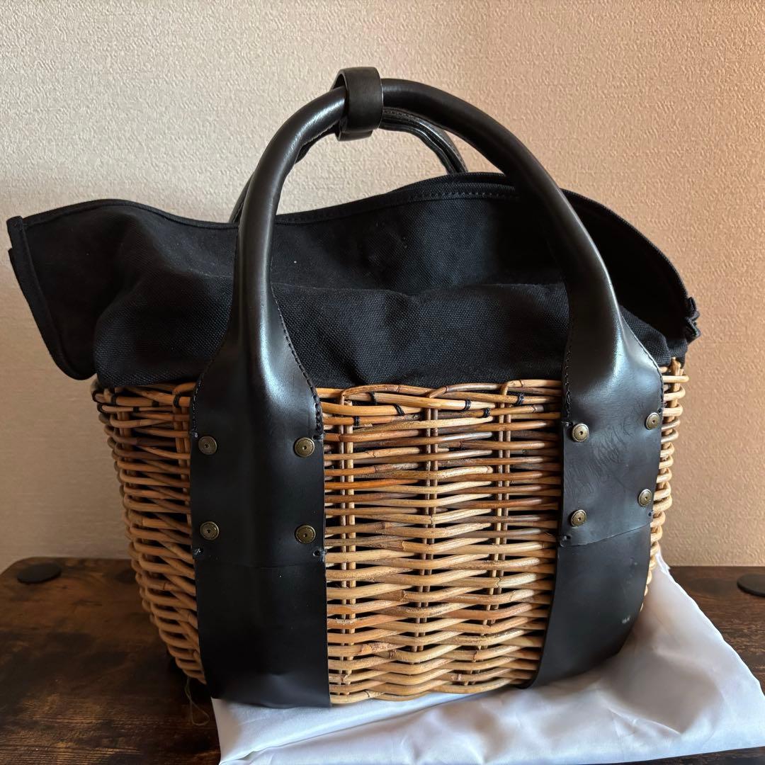 ebagos エバゴス　チューリップ　カゴバッグ　カゴ　黒革