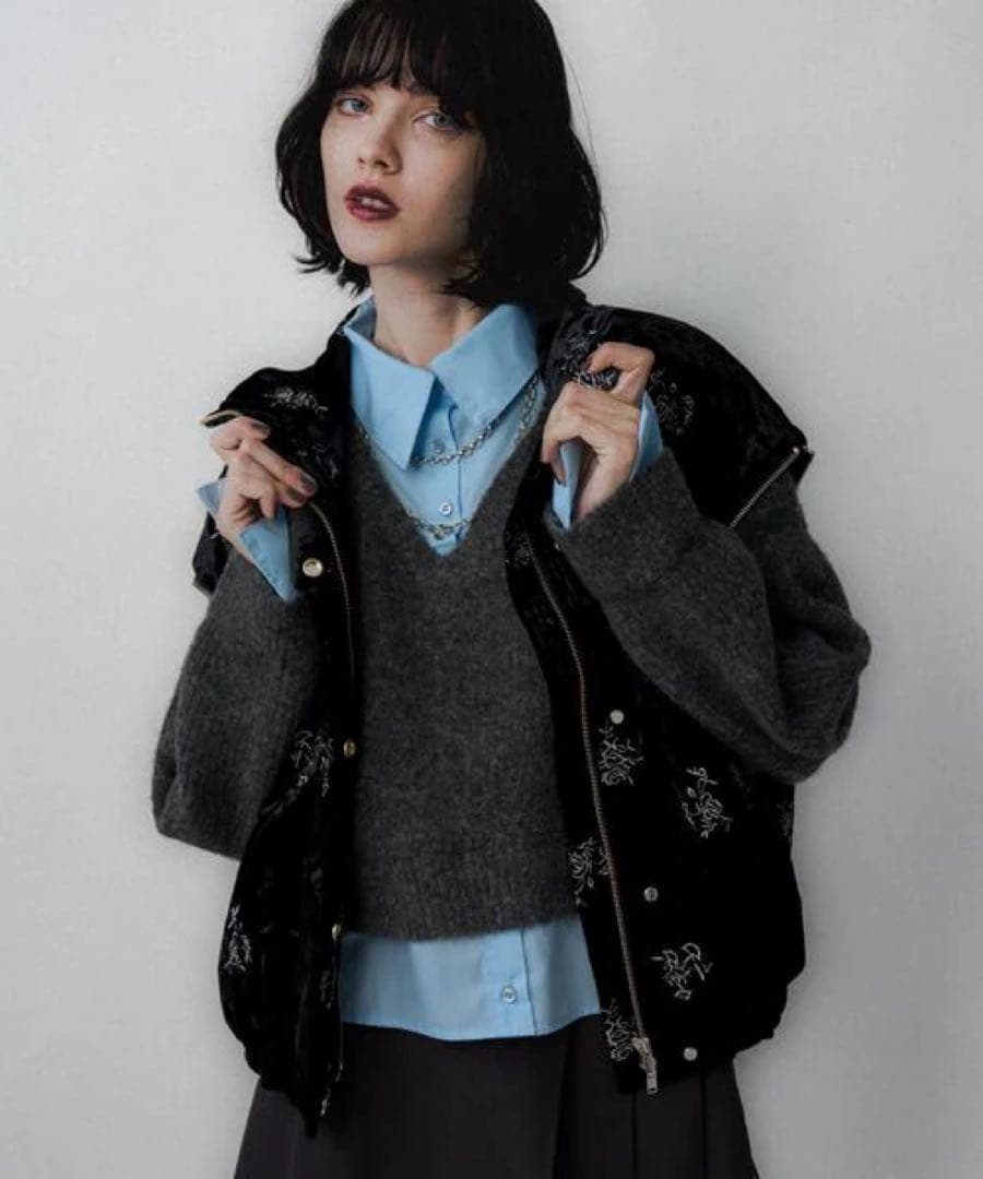 HARE 2WAYエアサーマルジャガードブルゾン　ブラック×ベロア