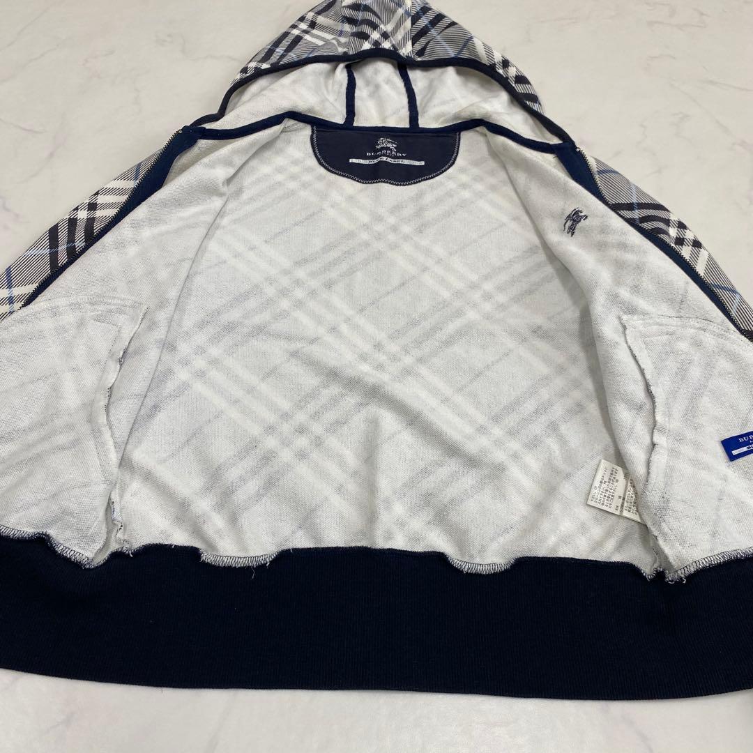 希少★バーバリーブルーレーベル ジップアップパーカー ノバチェック ロゴ刺繍38