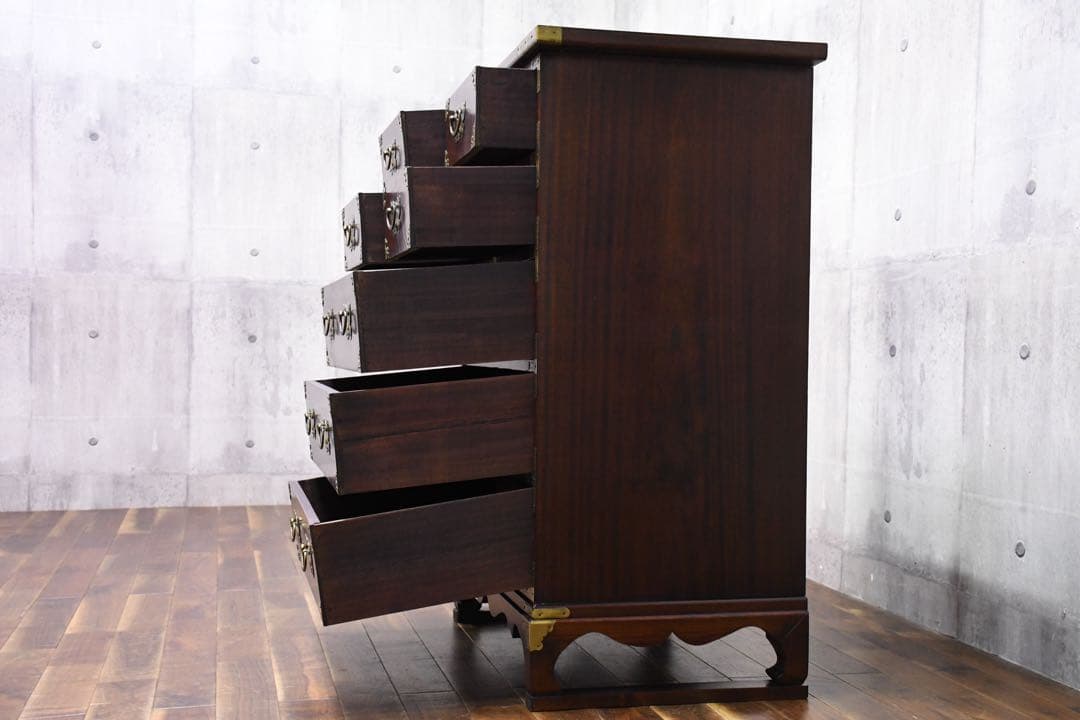 EFK20 李朝様式 5段 整理箪笥 チェスト 装飾金具 引出し 抽斗 李朝箪笥