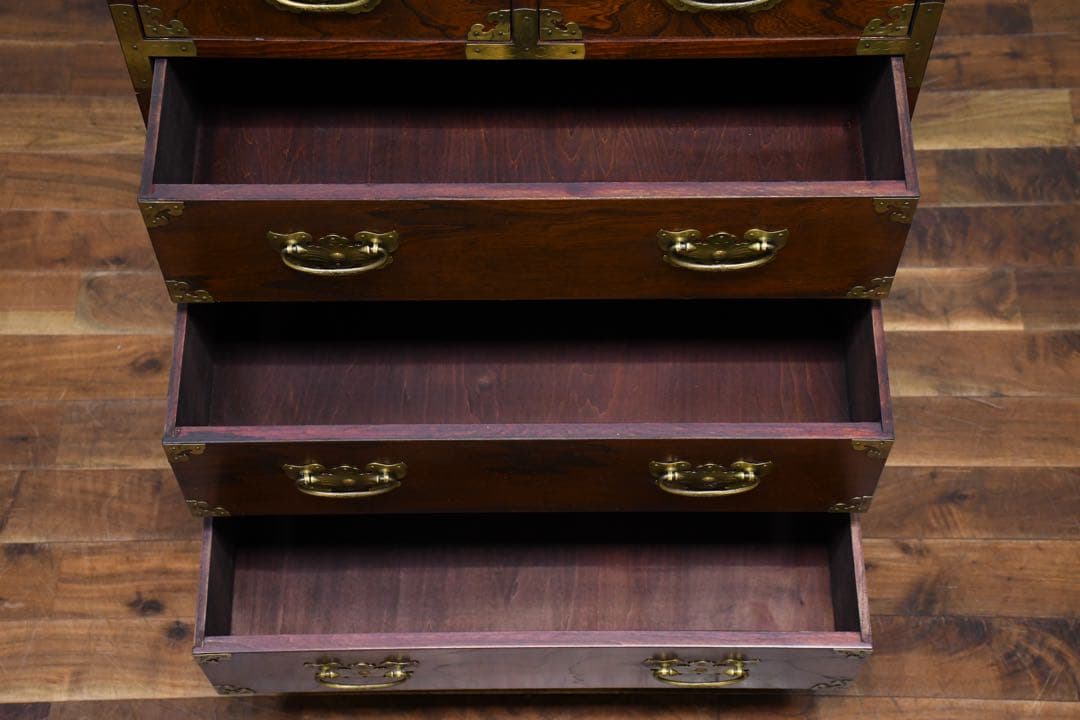 EFK20 李朝様式 5段 整理箪笥 チェスト 装飾金具 引出し 抽斗 李朝箪笥