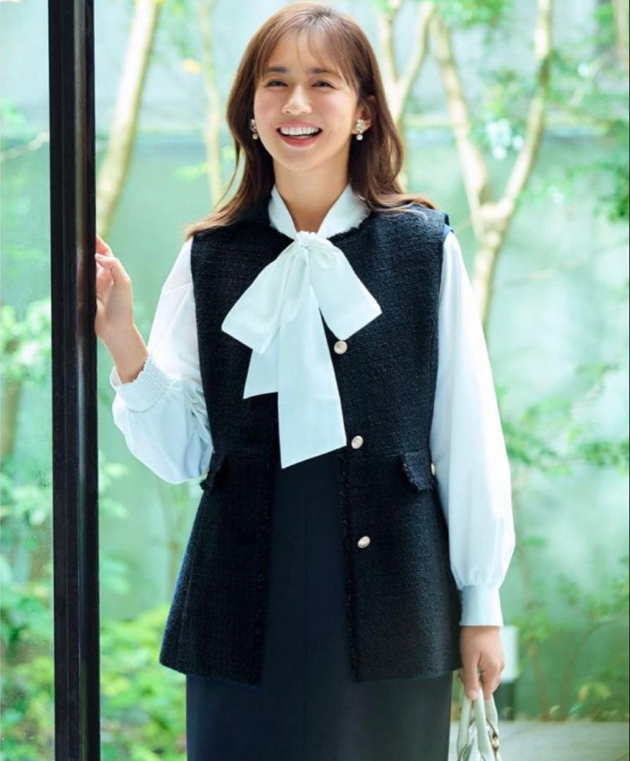 any SIS ツイード ペプラム ジレ ネイビー セレモニー ベスト