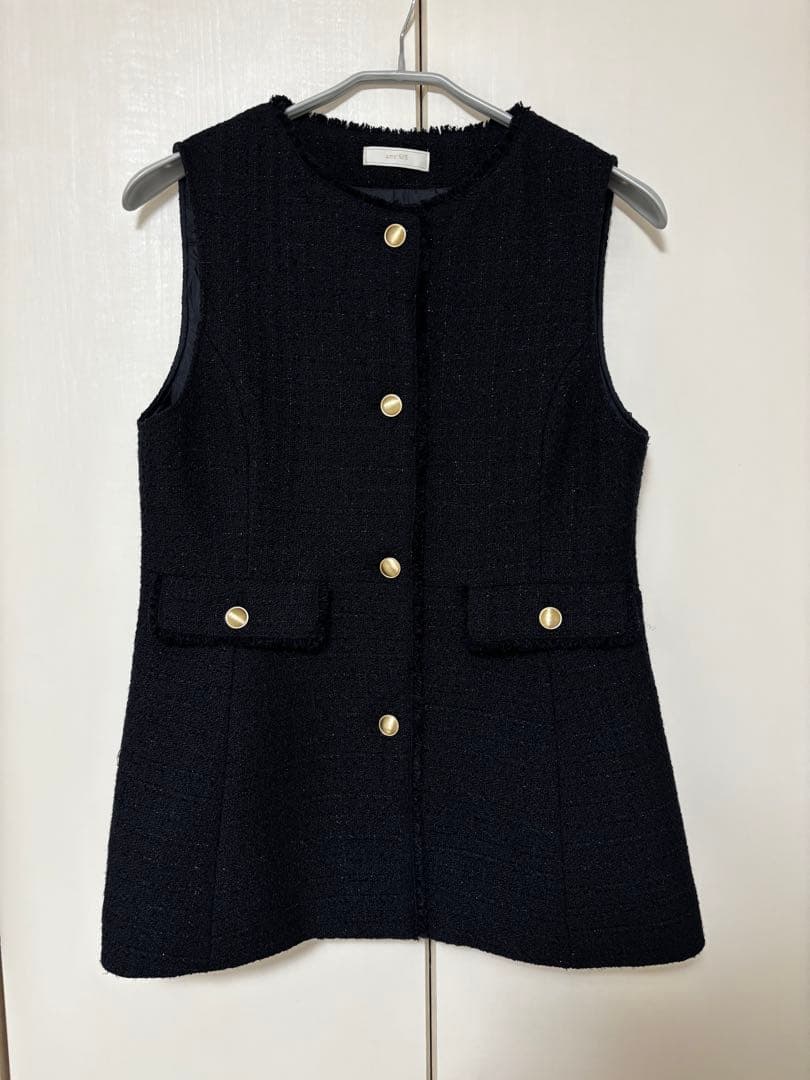 any SIS ツイード ペプラム ジレ ネイビー セレモニー ベスト