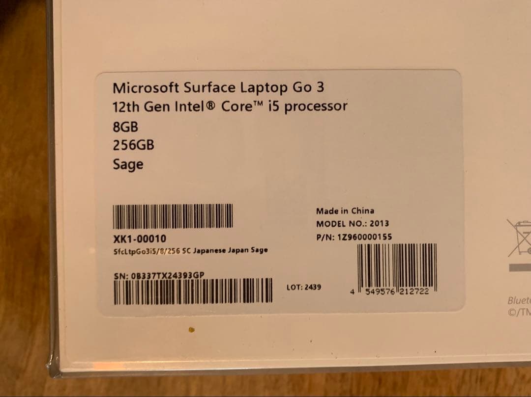 新品未開封 Surface Laptop Go3 i5 8GB 256GB 保証