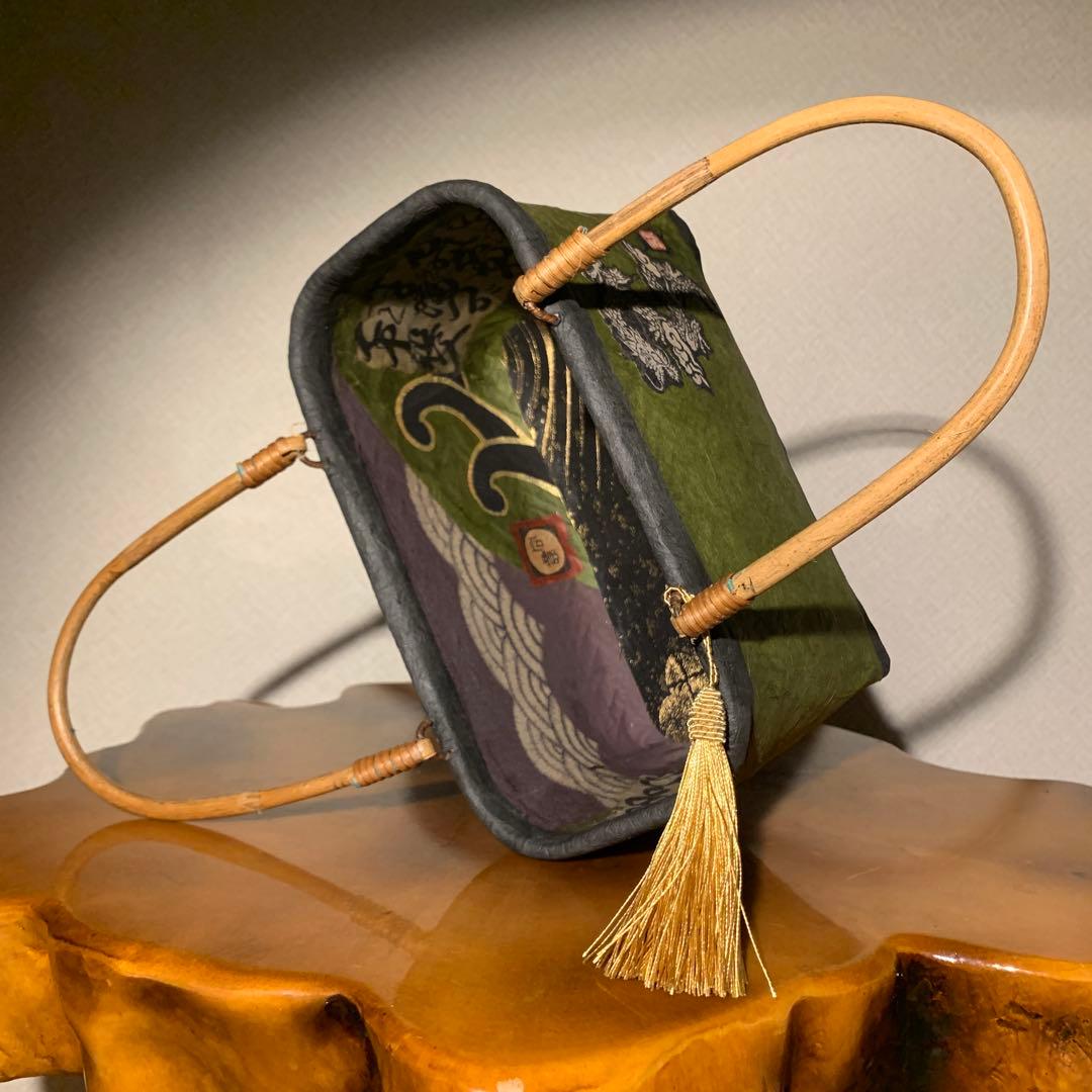 な*お様 ＊一閑張りバッグ（龍神）柿渋染