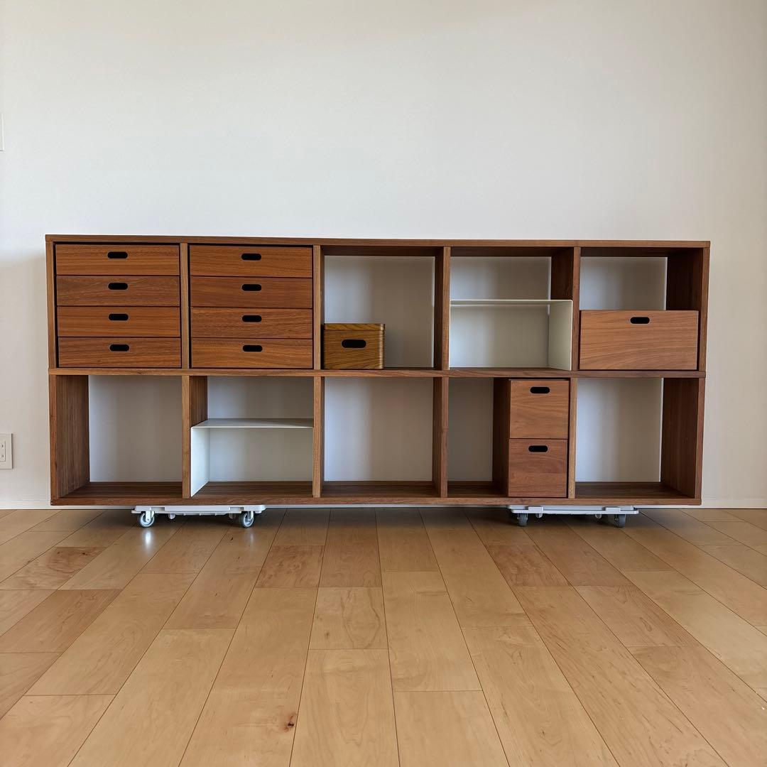 【くるりん】スタッキングシェルフセット・５段×２列・ウォールナット材