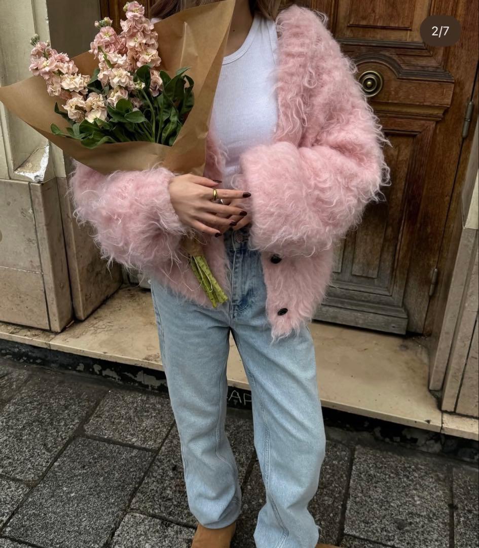 【美品】THETOÉ ピンクカーディガン