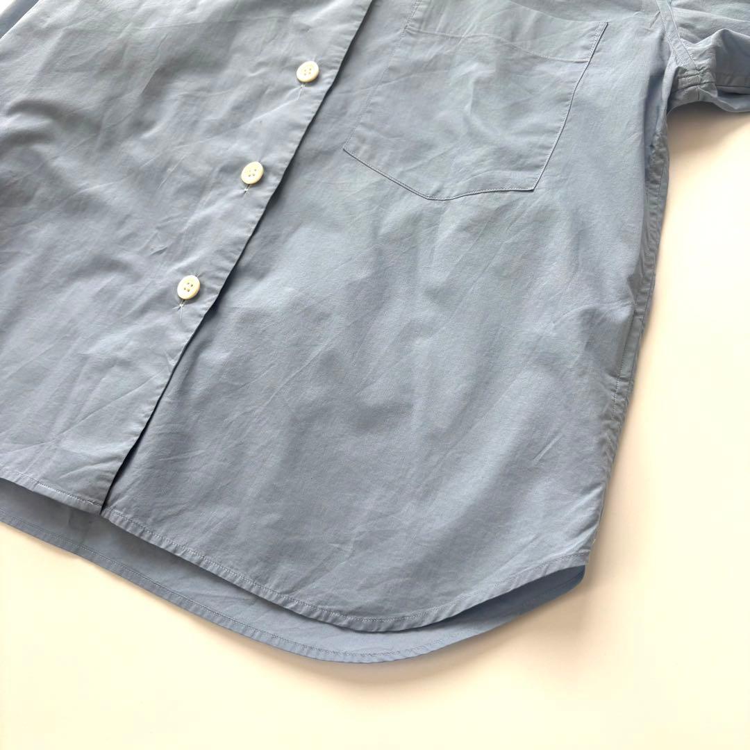 マーガレットハウエル　バンドカラー長袖シャツ　コットン　2023 くすみブルー