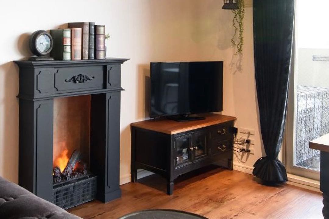 生産終了希少 テレビ台 ローボード アンティーク調 黒 幅90cm テレビボード