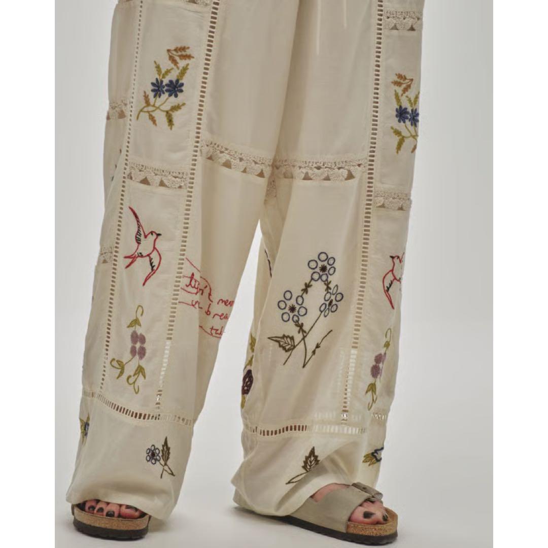 tomo　Embroidery Patchwork Trousers