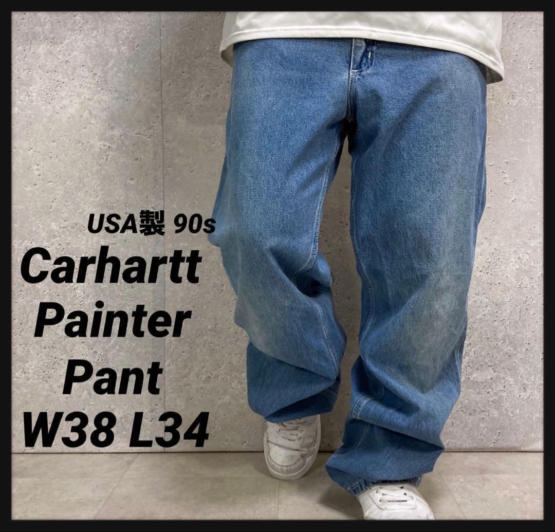 カーハート　90s USA製 ペインターパンツブルーデニムジーンズW38 L34