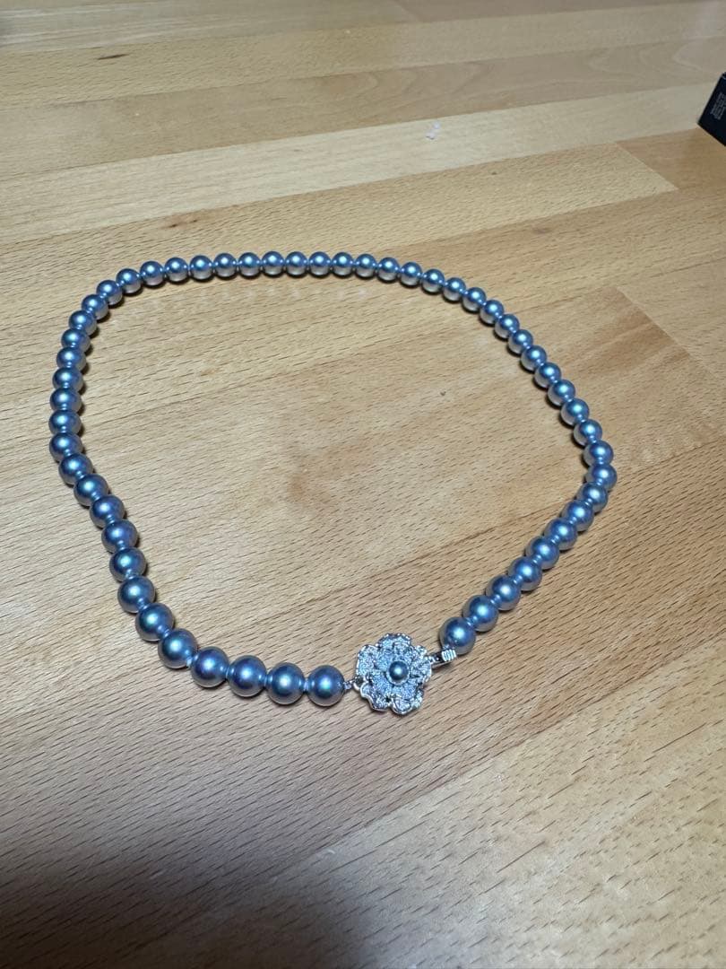 黒 パール ネックレス シルバー留め具