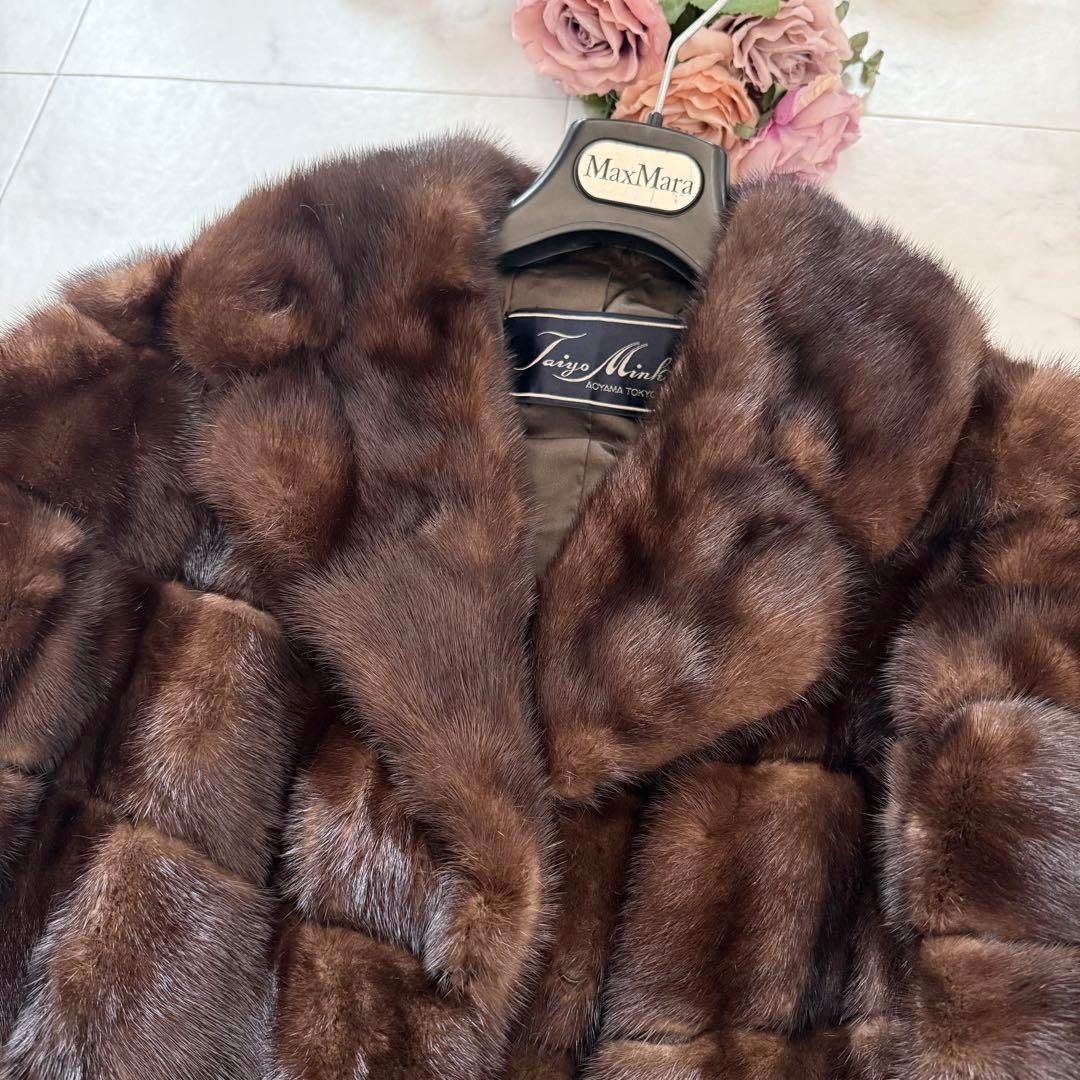 人気デザイン横段◎ミンク ファーコート リアルファー 毛皮 フレア なめし柔らか