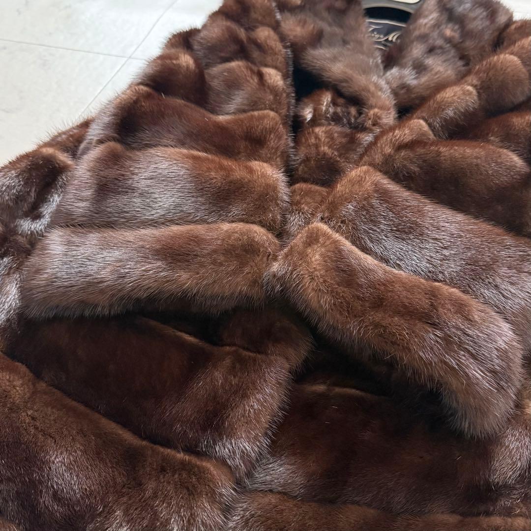 人気デザイン横段◎ミンク ファーコート リアルファー 毛皮 フレア なめし柔らか