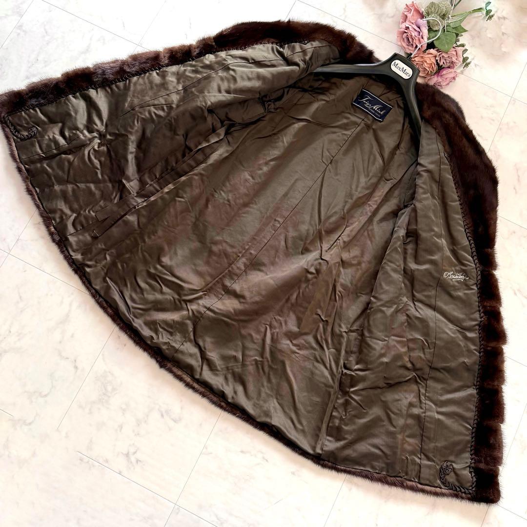 人気デザイン横段◎ミンク ファーコート リアルファー 毛皮 フレア なめし柔らか