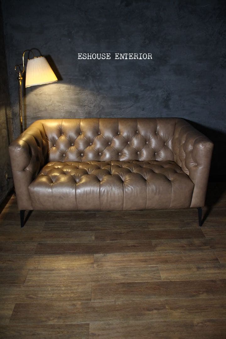 首都圏送無料〜トラモードデメテル18万総本革 レトロボタン ラブソファ ブラウン