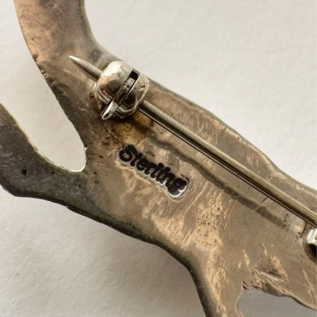 60s ビンテージ ナバホ ターコイズ ロードランナー シルバー ピン ブローチ