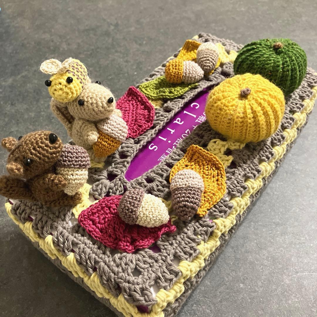 ハンドメイド☆ボックスティッシュカバー☆ティッシュケース☆かぎ針編み
