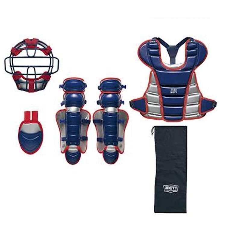 ZETT 　少年軟式野球キャッチャー防具セット　ネイビー×シルバーグレー