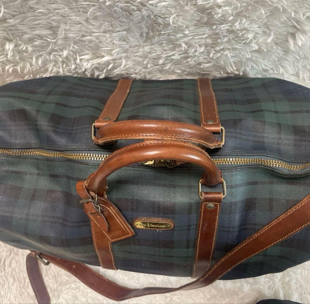 ラルフローレン　ボストンバッグ　ブラックウォッチ　2way レザーチャーム　金具