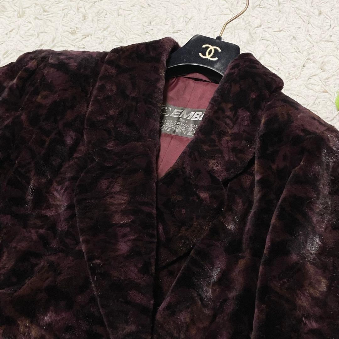 EMBA シェアードミンク 染め ダブル テーラードジャケット ワインレッド