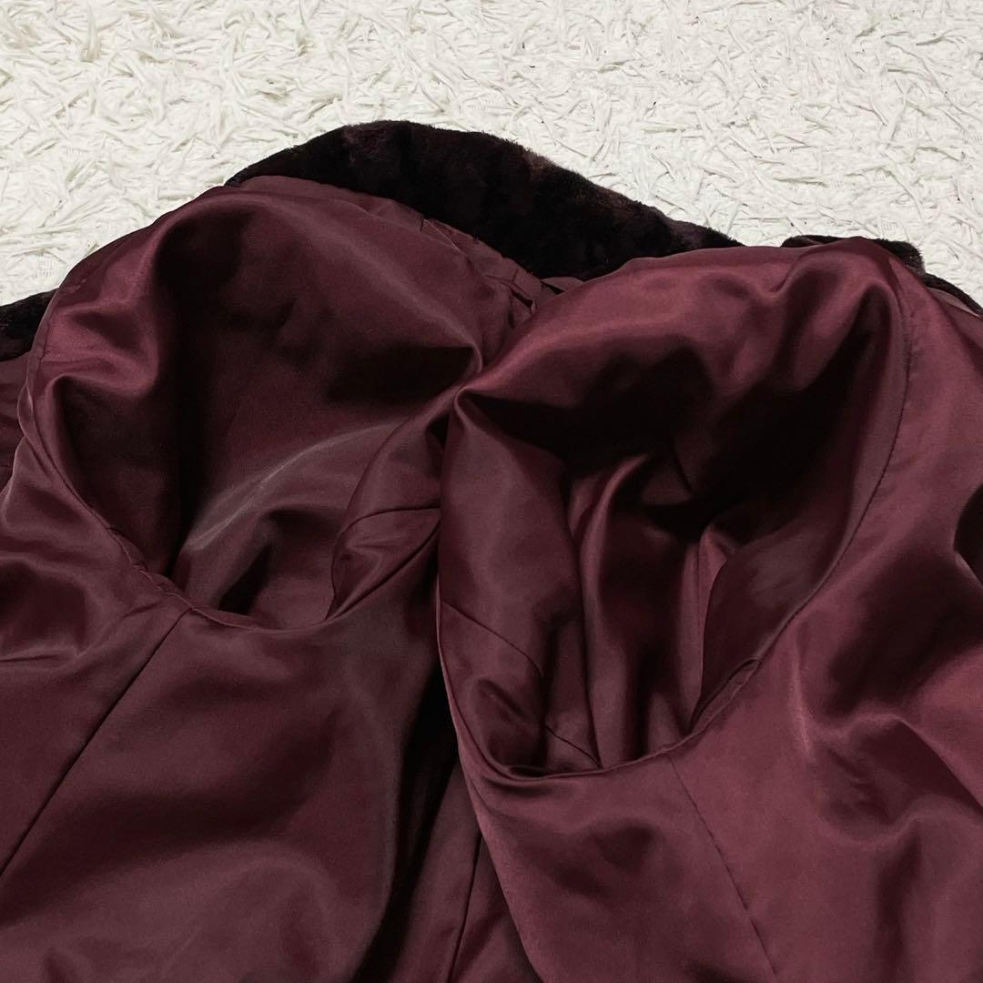 EMBA シェアードミンク 染め ダブル テーラードジャケット ワインレッド