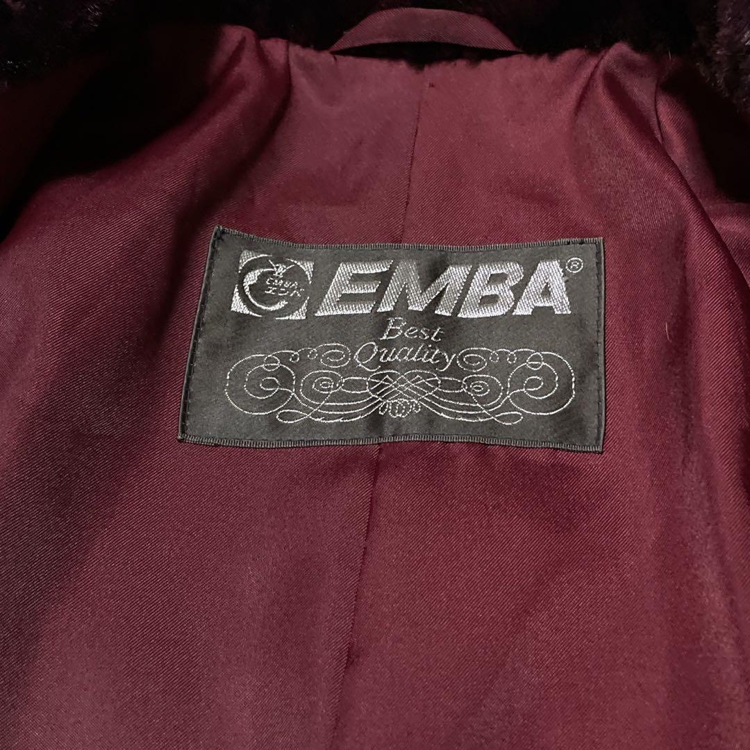 EMBA シェアードミンク 染め ダブル テーラードジャケット ワインレッド