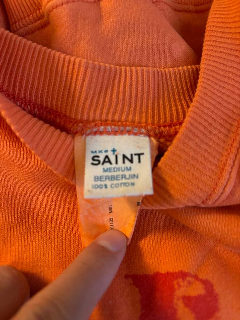 SAINT Mxxxxxx NOISEプリント オレンジスウェット Mサイズ