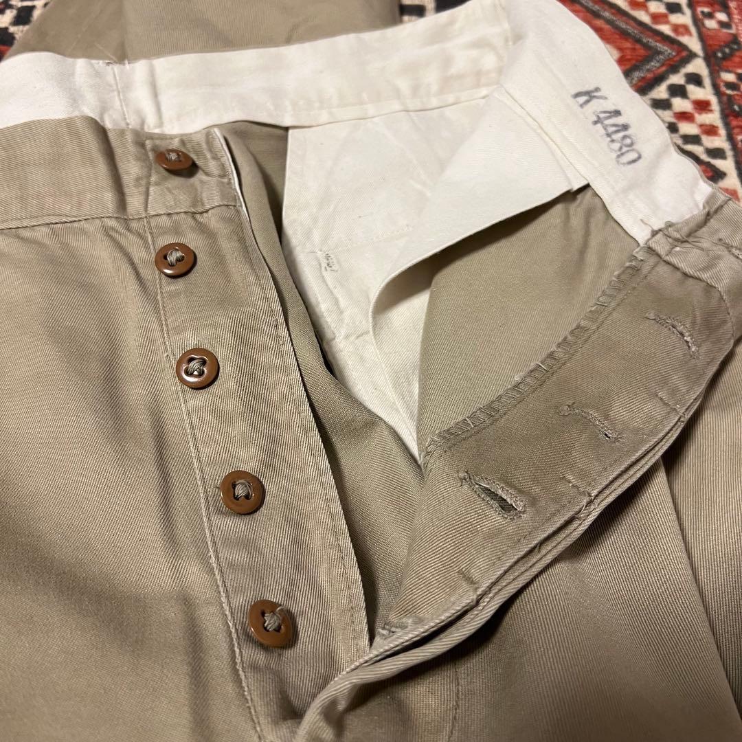 US ARMY 51カーキ 45カーキ 米軍実物 ボタンフライチノパン 50s