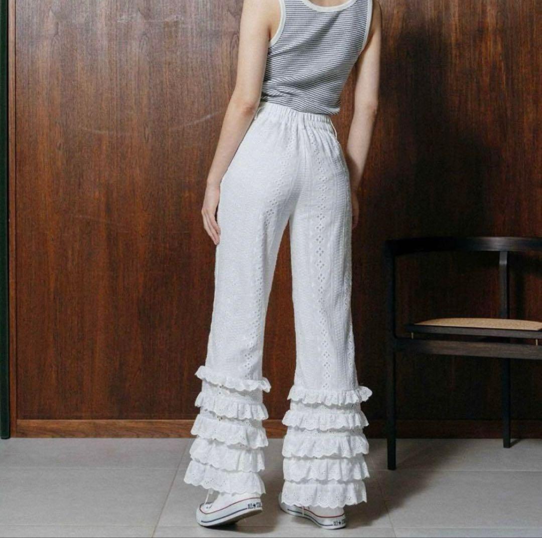 bibiy レースコットンフリルパンツ