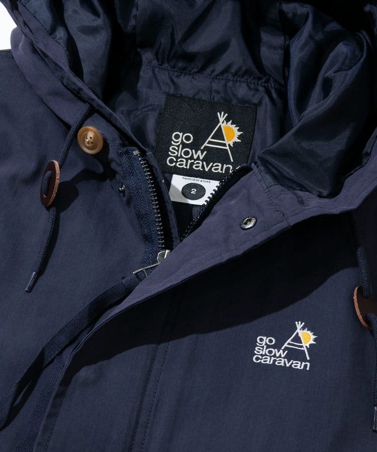 宇宙 ネイビー ロングコート 刺繍モッズコート