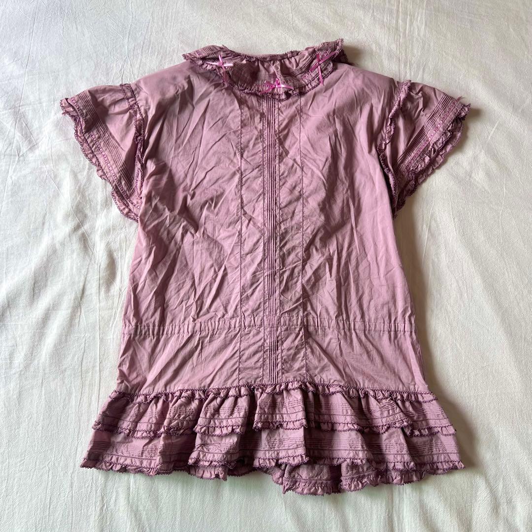 【高級】PINK HOUSE ピンクハウス カットソー 半袖 フリル パープル