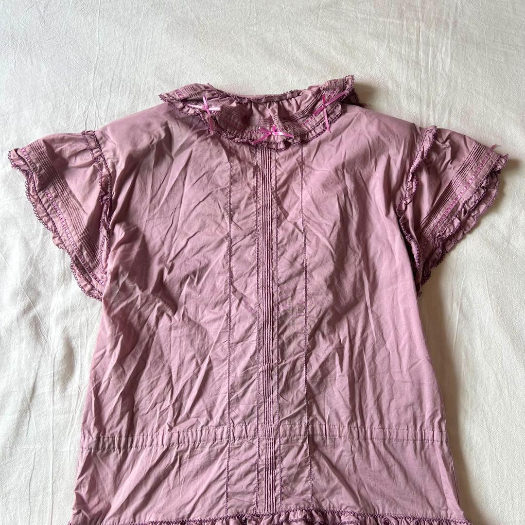 【高級】PINK HOUSE ピンクハウス カットソー 半袖 フリル パープル