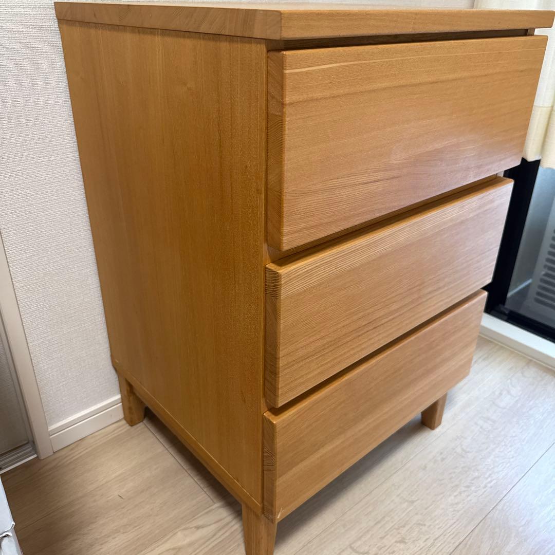 無印良品 タモ材 3段チェスト