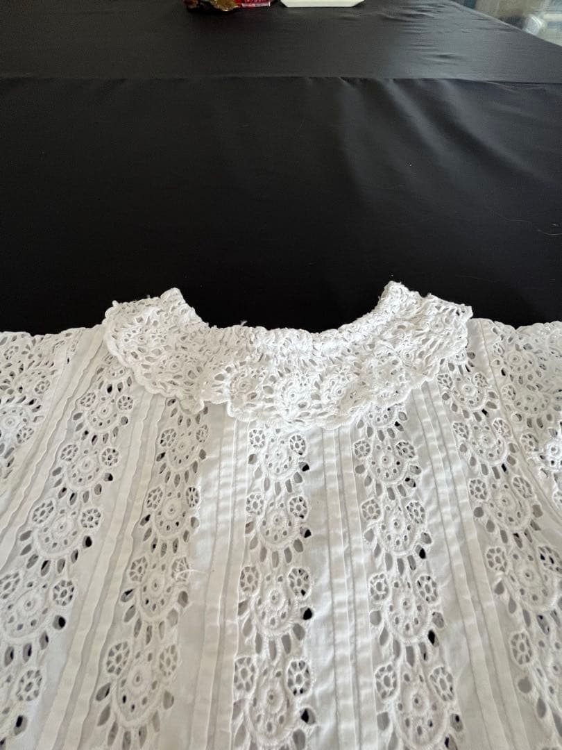 【アンティーク】ドール用ドレス▪️カットワークレース▪️大きなドールに