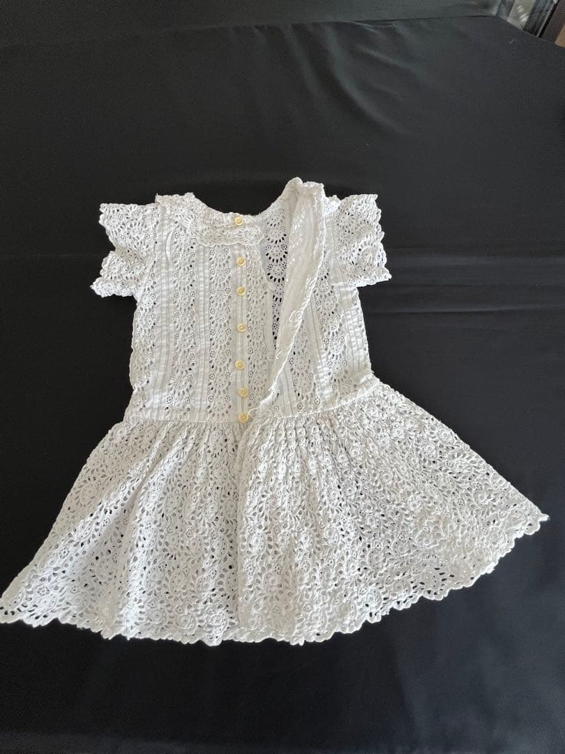 【アンティーク】ドール用ドレス▪️カットワークレース▪️大きなドールに