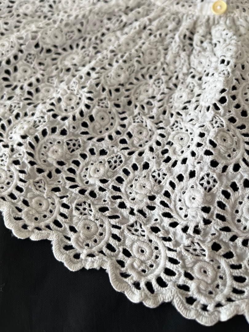 【アンティーク】ドール用ドレス▪️カットワークレース▪️大きなドールに