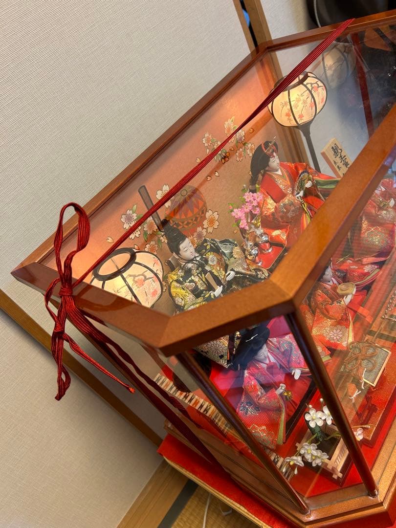 《美品》久月　雛人形　親王官女飾　ガラスケース　オルゴール付き♫