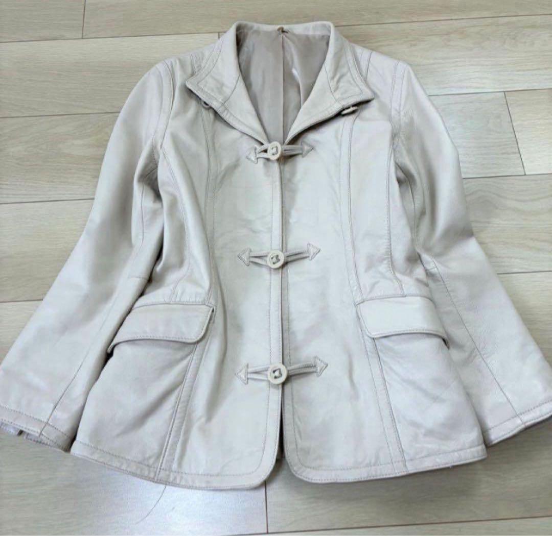 高級感✨LAZO ラムレザージャケット フォックスファー 2way ホワイト